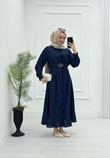 3221-Roya Elbise-Lacivert