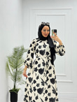 3222-Saten Elbise-Siyah