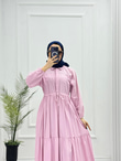 3227-Poplin Elbise-Pembe
