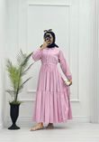 3227-Poplin Elbise-Pembe