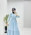 3229-Denim Elbise-Açık Mavi