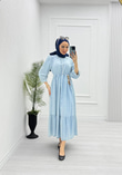 3229-Denim Elbise-Açık Mavi