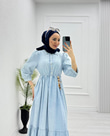 3229-Denim Elbise-Açık Mavi