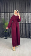 3233-Günlük Elbise-Bordo