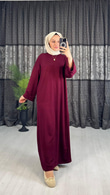 3233-Günlük Elbise-Bordo