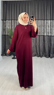 3233-Günlük Elbise-Bordo