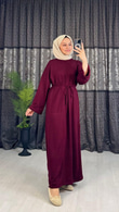 3233-Günlük Elbise-Bordo