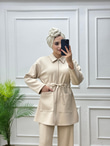 3241-Esila Pantolon Takım-Krem