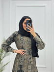 3243-Patterned Elbise-Siyah