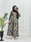 3243-Patterned Elbise-Siyah