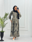 3243-Patterned Elbise-Siyah