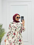 3262-Cherry Elbise-Beyaz