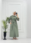 3278-Gömlek Elbise-Yeşil