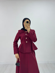 3451-Prenses Takım-Koyu Kırmızı