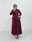 3451-Prenses Takım-Koyu Kırmızı