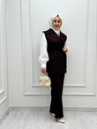 3467-Pantolon Takım-Mürdüm