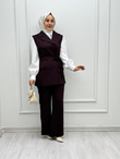 3467-Pantolon Takım-Mürdüm