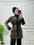3666-Leopar Takım-Kahverengi