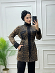 3666-Leopar Takım-Kahverengi