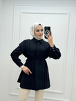 3776-Kuşaklı Gömlek-Siyah