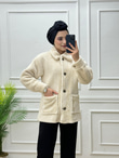 3846-Peluş Ceket-Krem