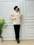 3846-Peluş Ceket-Krem