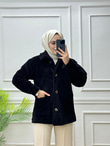 3846-Peluş Ceket-Siyah