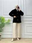 3846-Peluş Ceket-Siyah