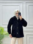 3846-Peluş Ceket-Siyah