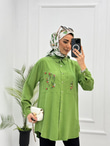 4023-Tencel Gömlek-Yeşil
