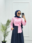 4032-Yandan Bağlamalı Gömlek-Pembe