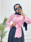 4032-Yandan Bağlamalı Gömlek-Pembe