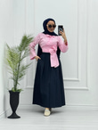 4032-Yandan Bağlamalı Gömlek-Pembe