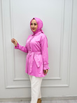 4050-Taşlı Tencel Gömlek-Pembe