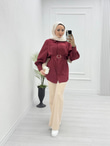 4056-Tencel Gömlek-Bordo