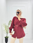4056-Tencel Gömlek-Bordo