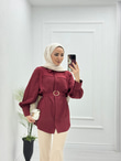 4056-Tencel Gömlek-Bordo