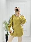 4056-Tencel Gömlek-Yağ Yeşili