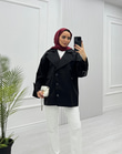 4097-Mevsimlik Trençkot-Siyah