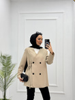 4123-Blazer Ceket-Krem