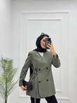4123-Blazer Ceket-Sedef Yeşili