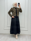 5011-Yumoş Kısa Hırka-Siyah Leoparlı