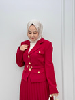 5533-Viole Etek Takım-Canlı Bordo