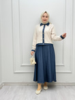 5555-Tencel Denim Takım-Mavi