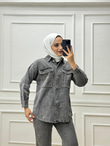 5880-İncili Denim Takım-Gri