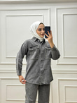 5880-İncili Denim Takım-Gri