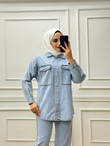 5880-İncili Denim Takım-Mavi