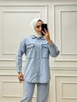 5880-İncili Denim Takım-Mavi