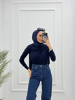 6005-Palazzo Denim Pantolon-Koyu Mavi