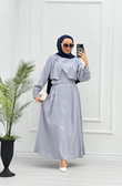 6890-Modal Elbise-Buz Mavisi